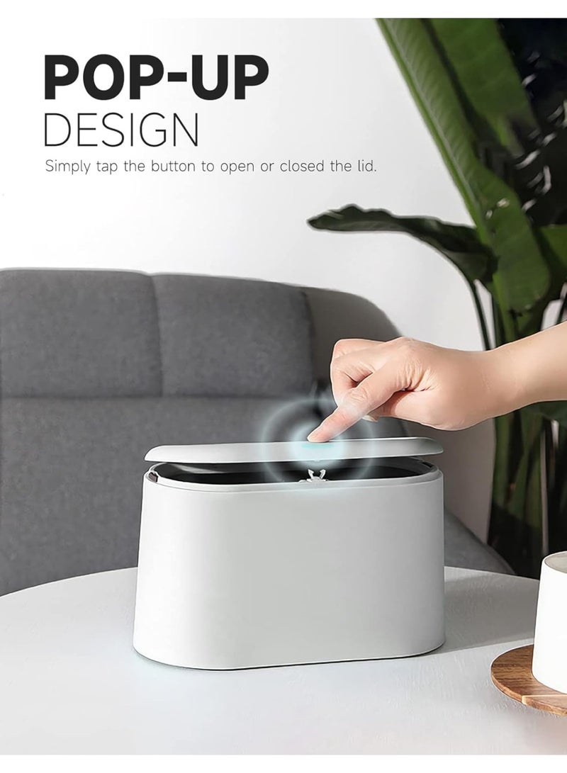 Mini Trash Can with Lid Removable Small Garbage Can, Tiny Plastic Trash Bin, Pop Up Countertop Wastebasket, Counter Garbage Lint Bin for Bathroom,Office,Kitchen,Desk(White) - Image 5